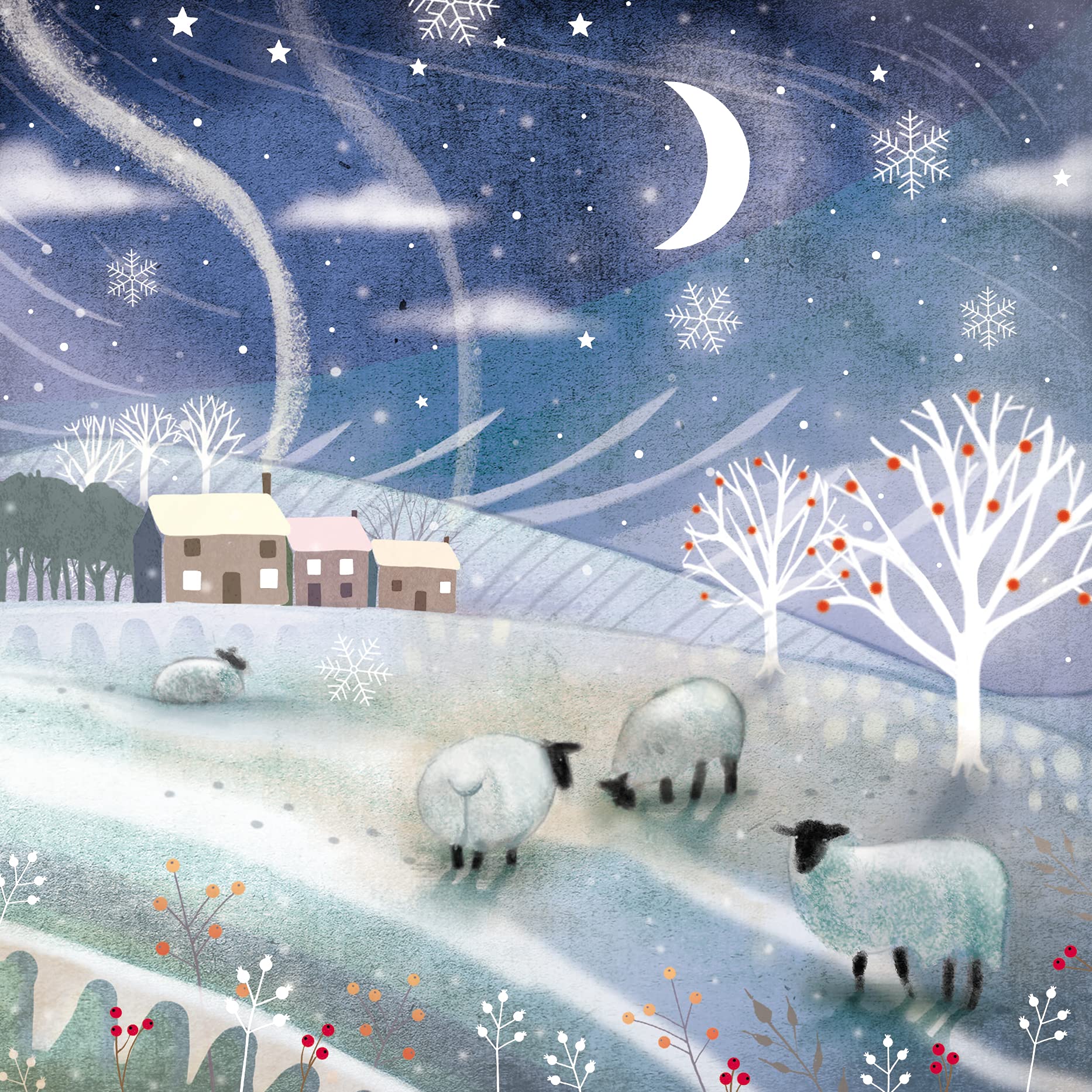 GBCC Premium Charity Christmas Cards Pack of 8 - ABF The Soldiers' Charity, The Hygiene Bank, Shelter, Motor Neurone Disease Association, Great Ormond Street and Tenovus - Festive Sheep in the Snow