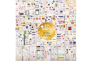 FEMBW 2025 Stylish Monthly Planner Stickers,27 Sheets Set of 1230+ pcs Happy Planner Stickers and Accessories for Journals, Calendars, Decorating Planners
