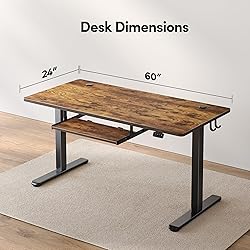 FEZIBO Standing Desk with Keyboard Tray, 63 × 24