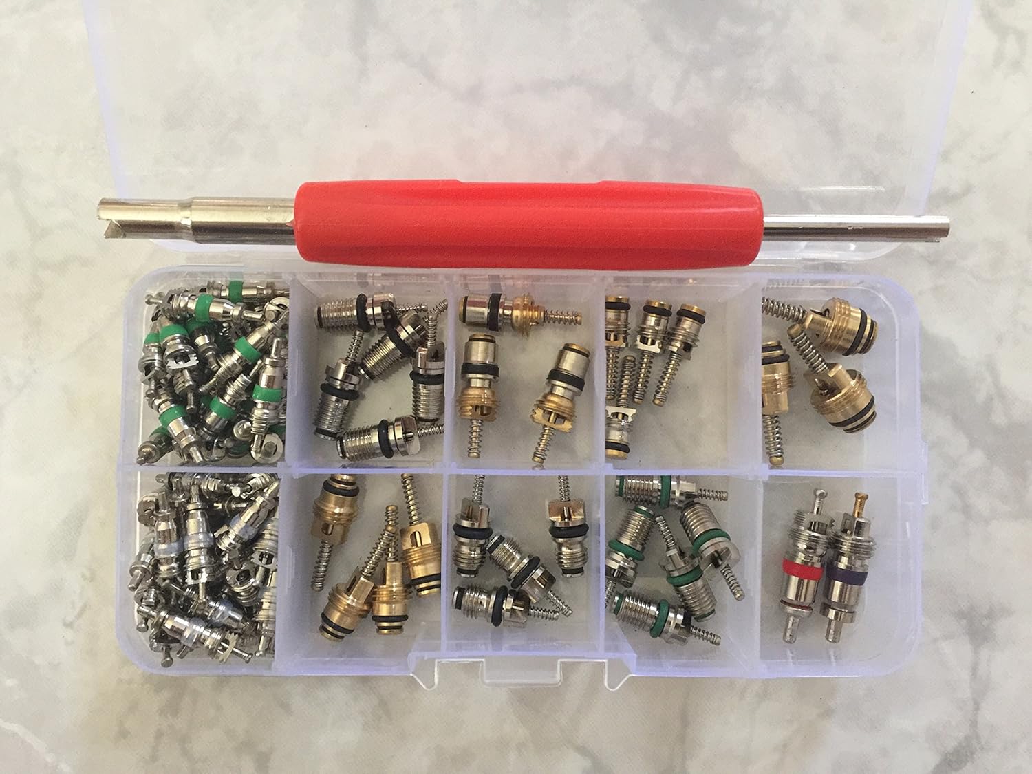 AC Valve Core Assortment Kit for GM, Japanese, European