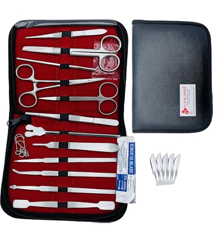 Kit Dissection 22 Pièces - Scalpels, Pinces, Ciseaux En Acier Inox - Pour Médecine, Biologie, Vétérinaire