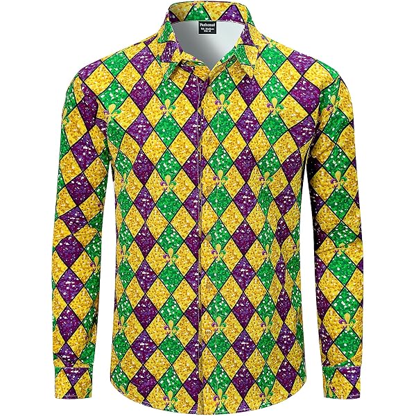 men's mardi gras dress shirts Amazon.com: Carnival Festival Shirts for Men Quarter Zipper Fat Tuesday  Carnival Party Parade Polo Shirt Stand Collar Fashion Contrast Color Muscle  Workout Tops Slim Fit Stretchy Spring Shirt : Clothing, Shoes &