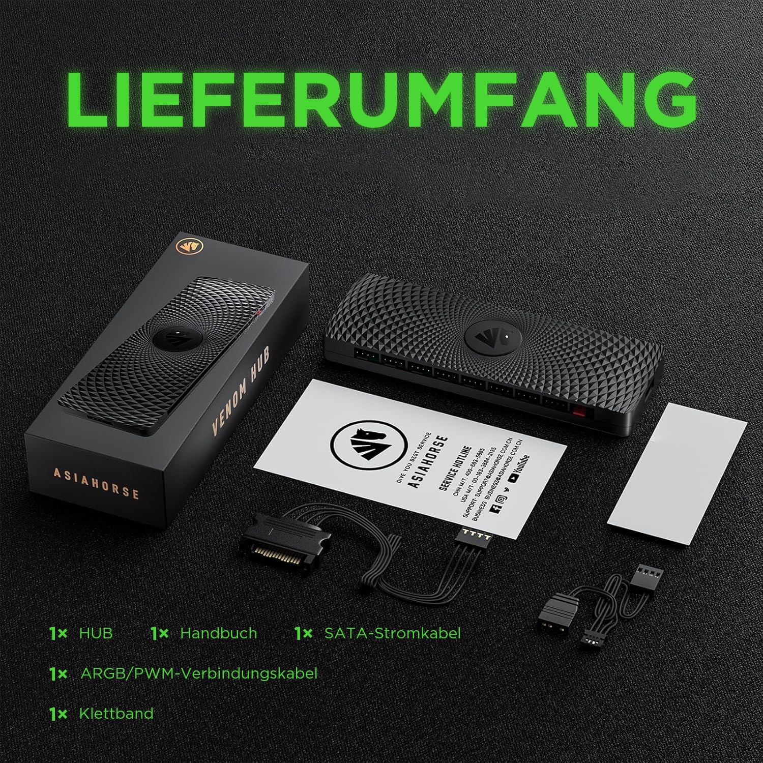AsiaHorse 2 IN 1 ARGB/PWM 9 Ports Lüfter Hub, Verteiler mit SATA Power, PWM Funktionslüfter Adapter, 12V4PIN-PWM und 5V3PIN-ARGB Anschlüsse, Motherboard-Steuerung Hub, Kabelmanagement 7