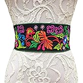 FANFAN Traditional Embroidered Mexican Belt Tassel Waist Belt Adjustable Belt Day Of The Dead Ethnic Boho Party Belt E1
