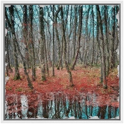 SIGNWIN Framed Canvas Wall Art Pine Forest Near...