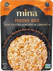 Mina Festive Rice, With Toasted Almonds & Cinnamon, Ready to Eat Rice Pilaf, Side Dishes, Microwave Rice, Vegan Protein, Non-