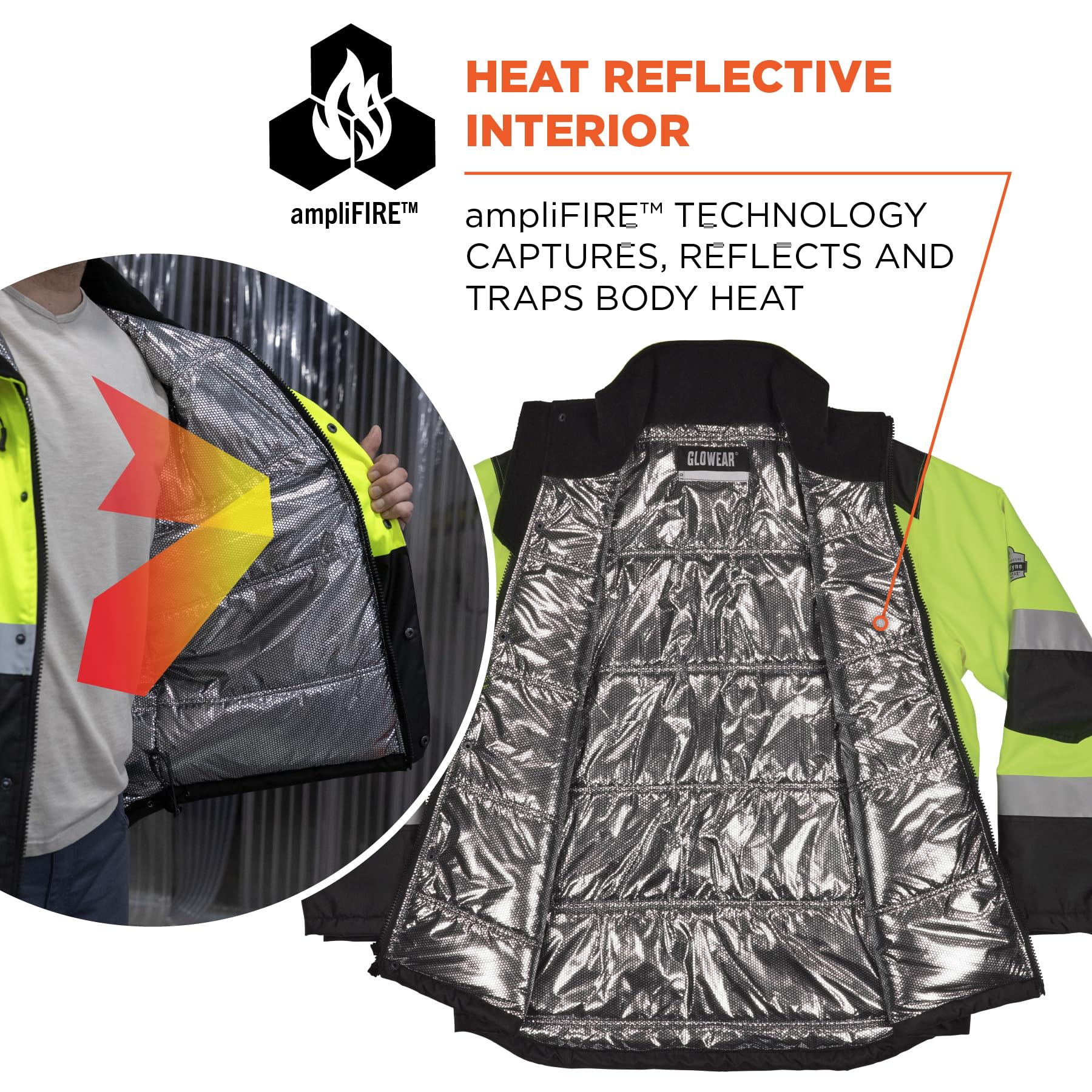 Ergodyne unisex-adult Glowear 8390 Hi-vis Winter Jacket With Amplifire? Heat Reflective Lining - Type R, Class 3