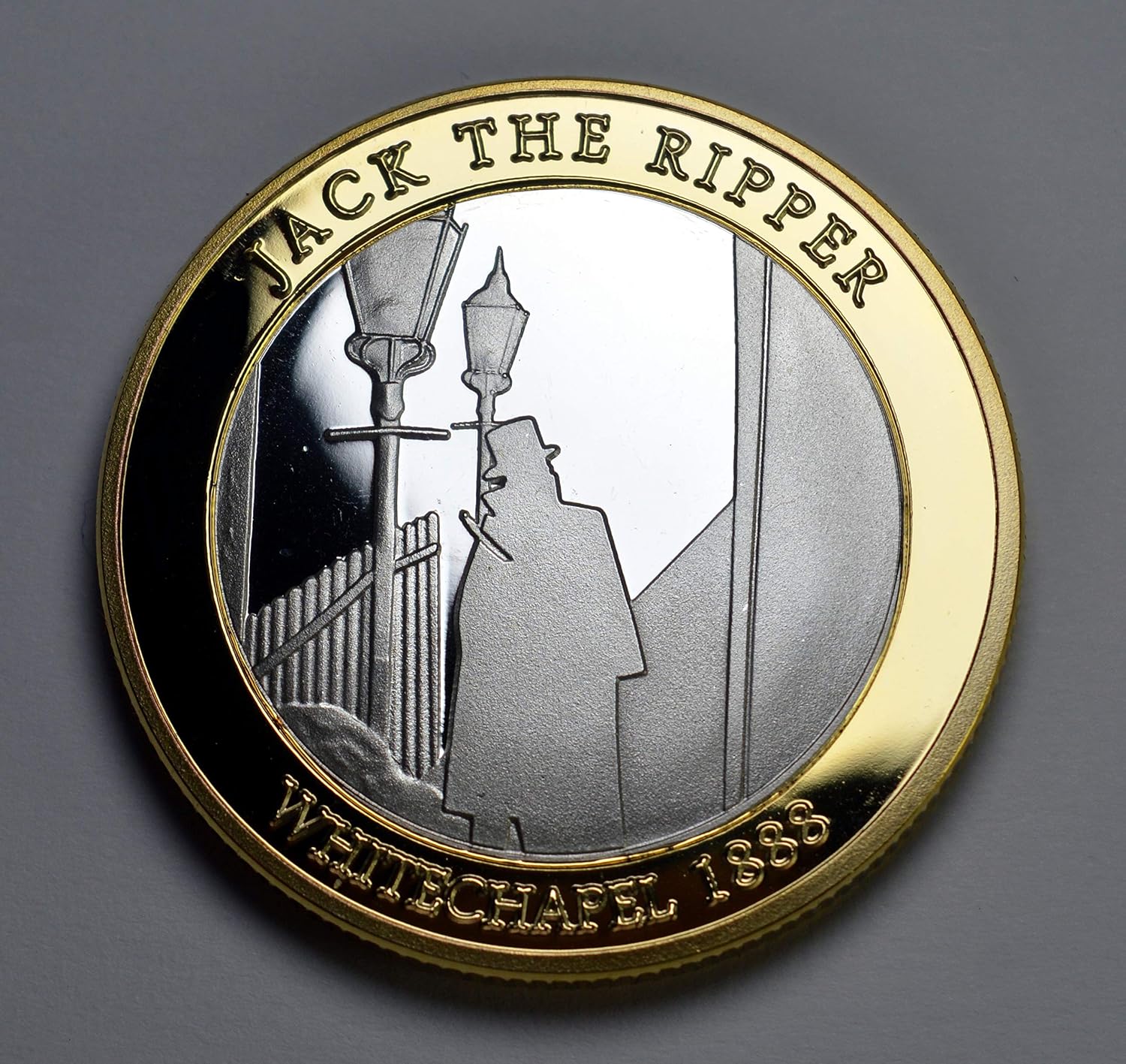 The Commemorative Coin Company JACK THE RIPPER .999 Silver & 24ct Gold 'Dual Metal' Commemorative in Capsule. Whitechapel