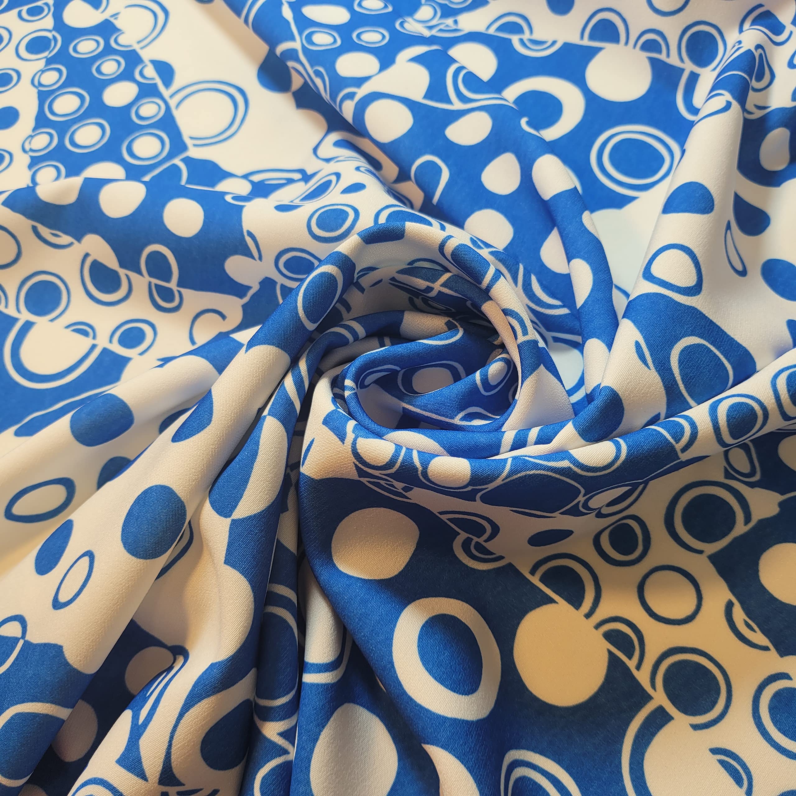 Plain & Printed Scuba Crepe Jersey Stretch Spandex Fabric – Dressmaking Material for Casual & Formal Wear | 58" (150cm) Wide | Sold Per Meter (Pre-Cut Lengths) (Polka Patch) — image 1