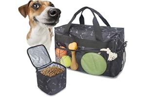 MYDAYS Dog Travel Bag, Pet Luggage Suitcase Weekend Tote Carrier with Collapsible Bowl, Pet Luggage Suitcase Weekend Tote Carrier with Collapsible Bowl (Black)