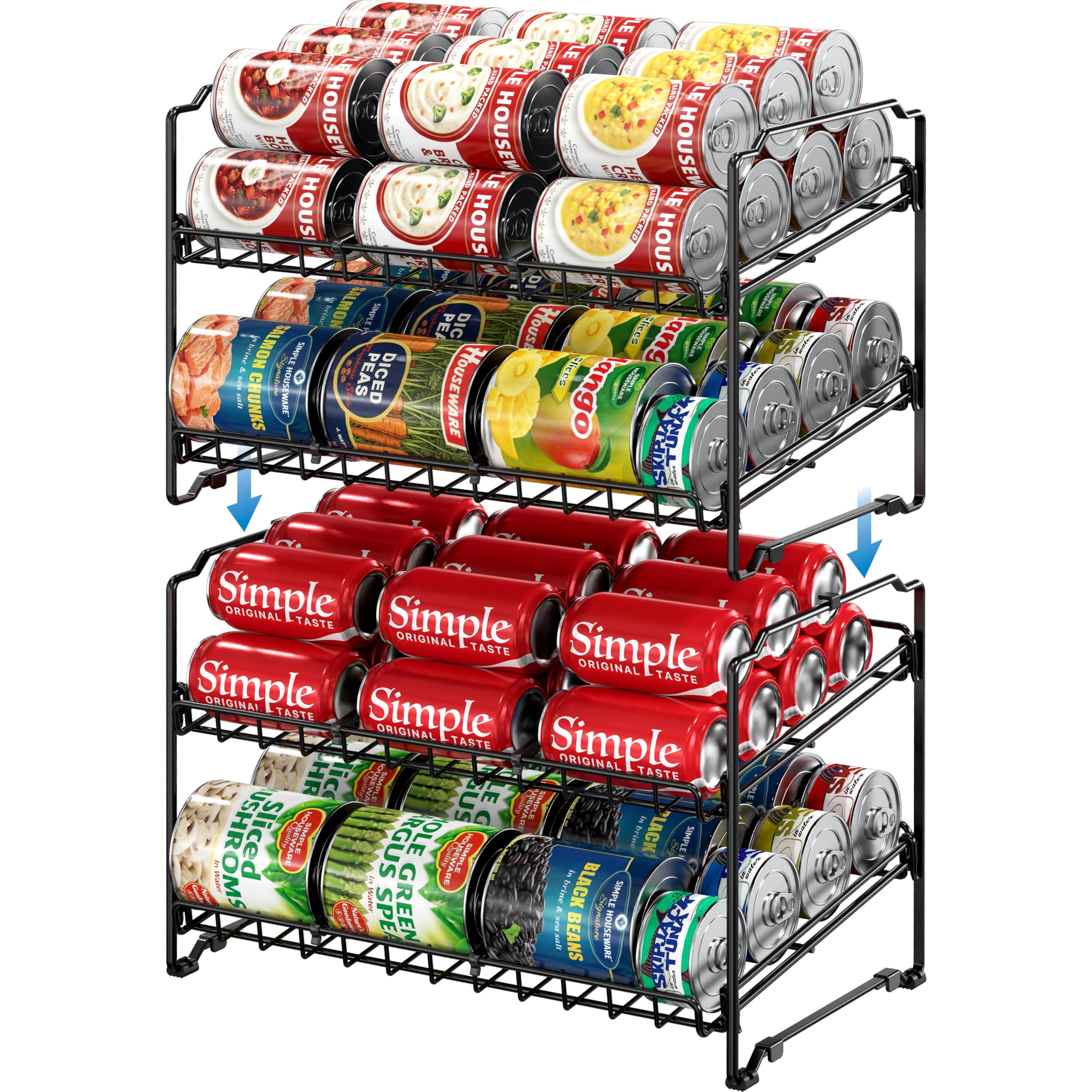 Photo 1 of ***MISSING PARTS***
Simple Houseware 2 Tier Stackable Can Rack, Black, 2 Pack