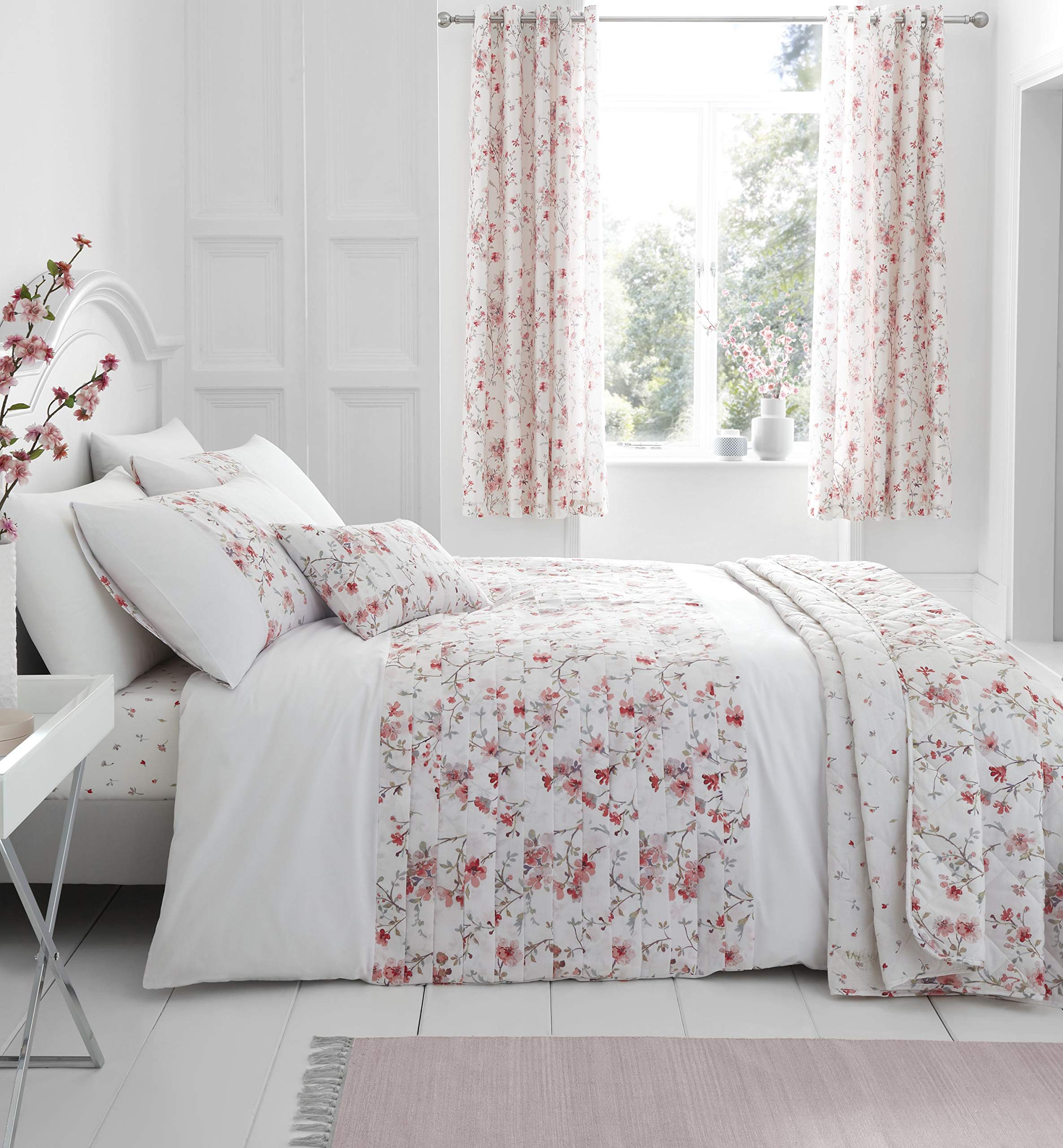 Catherine Lansfield Jasmine Floral Easy Care King Duvet Set White
