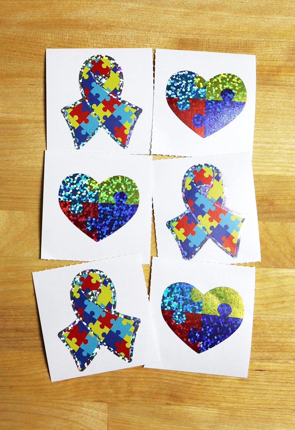 Autism Awareness Ribbon Sparkle Sticker Sheet Pack - 102 Stickers: Arts, Crafts & Sewing