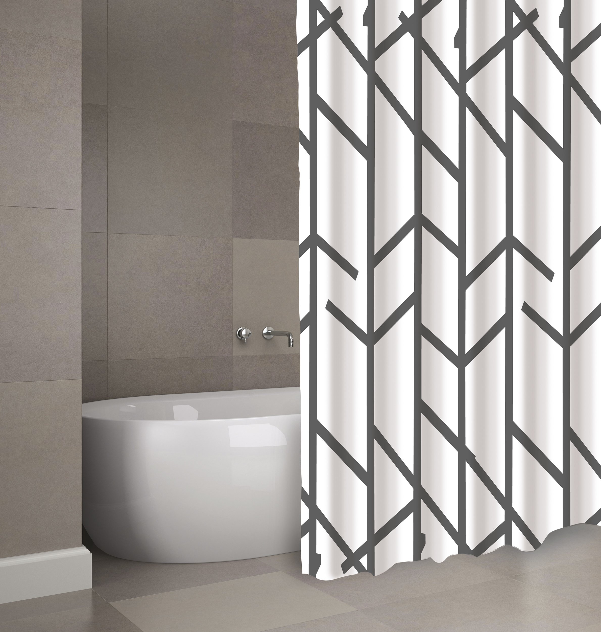 MSV Shower curtain Premium 180x200cm Tree anthracite-white โ image 1