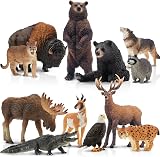 toymany 12PCS North American Forest Animal Figurines Realistic Toy Set