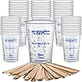 TCP Global 10 Ounce (300ml) Disposable Flexible Clear Graduated Plastic Mixing Cups - Box of 50 Cups & 50 Mixing Sticks - Use for Paint, Resin, Epoxy, Art, Kitchen - Measuring Ratios 2-1, 3-1, 4-1, ML