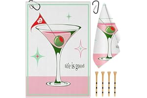 Swooflia Golf Towel with Clip for Golf Club Bags for Men Women Golfers Accessories, Elegant Unique Good Life Microfiber Large Golfing Rag with 4 PCS Golf Tees