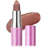 Erinde Metallic Glitter Lipstick for Women, Long Lasting Sparkle Brown Lipsticks, High Shine Diamond Creamy Lipstick Lipcolor Makeup, Hydrating Glimmer Finish, Sparkling Lip Gloss, 06 Gilded Bronze