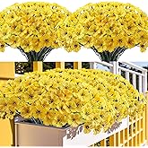 Kinisty 20 Bundles Outdoor Artificial Flowers UV Resistant with Yellow Faux Silk Flowers and No Fade Fake Plastic Plants for Spring Summer Outside Planters Porch Window Box Garden Decor