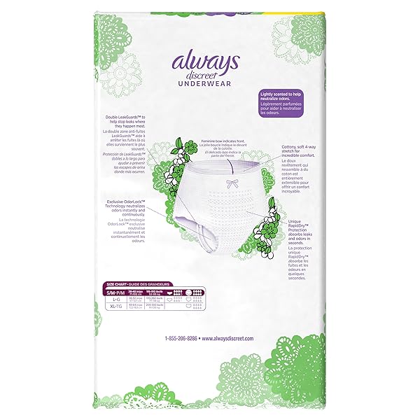 ALWAYS DISCREET ADULT DIAPERS FOR WOMEN, INCONTINENCE UNDERWEAR, POSTPARTUM ESSENTIALS, DISPOSABLE BRIEFS, MAX ABSORBENCY, BLADDER LEAK PROTECTION, SMALL/MEDIUM, 32CT