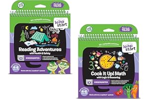 LeapStart Leapfrog Level 3 Kindergarten Book Bundle with Reading Adventures and Cook It Up! Math