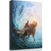 DYLGYWI Jesus Christian Canvas Wall Art 12x16in | Hand of God Reaching Into Water Picture Bible Christ Religion Wall Decor Poster Print for Living Room Bathroom Church