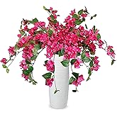biparoz Pack of 16 Artificial Bougainvillea Silk Vines Hanging Flower Stems for Wedding & Home Decoration, Flower Garland and Garden DIY Decor - 30.5 inch (Fuchsia)