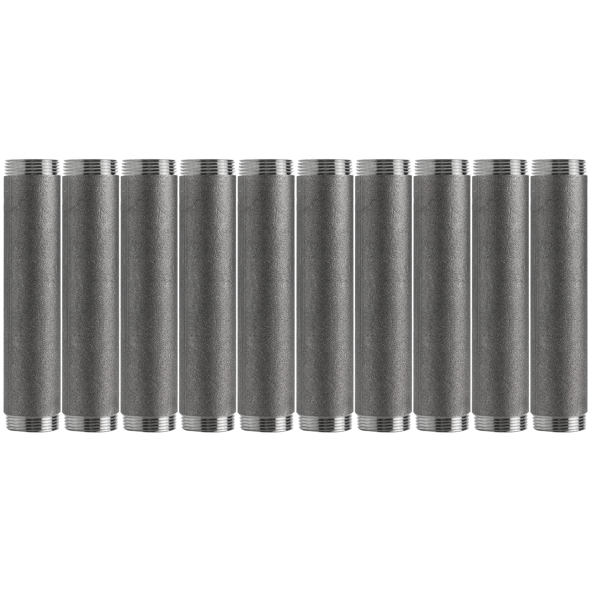 Photo 1 of 1"x 6" Industrial Pipe - Home Expert 10 Pack Primary Color Malleable Cast Iron Pipe Heavy Duty Pre Cut Metal Pipe Threaded Gray Pipe Fitting for Industrial Vintage Style DIY Project