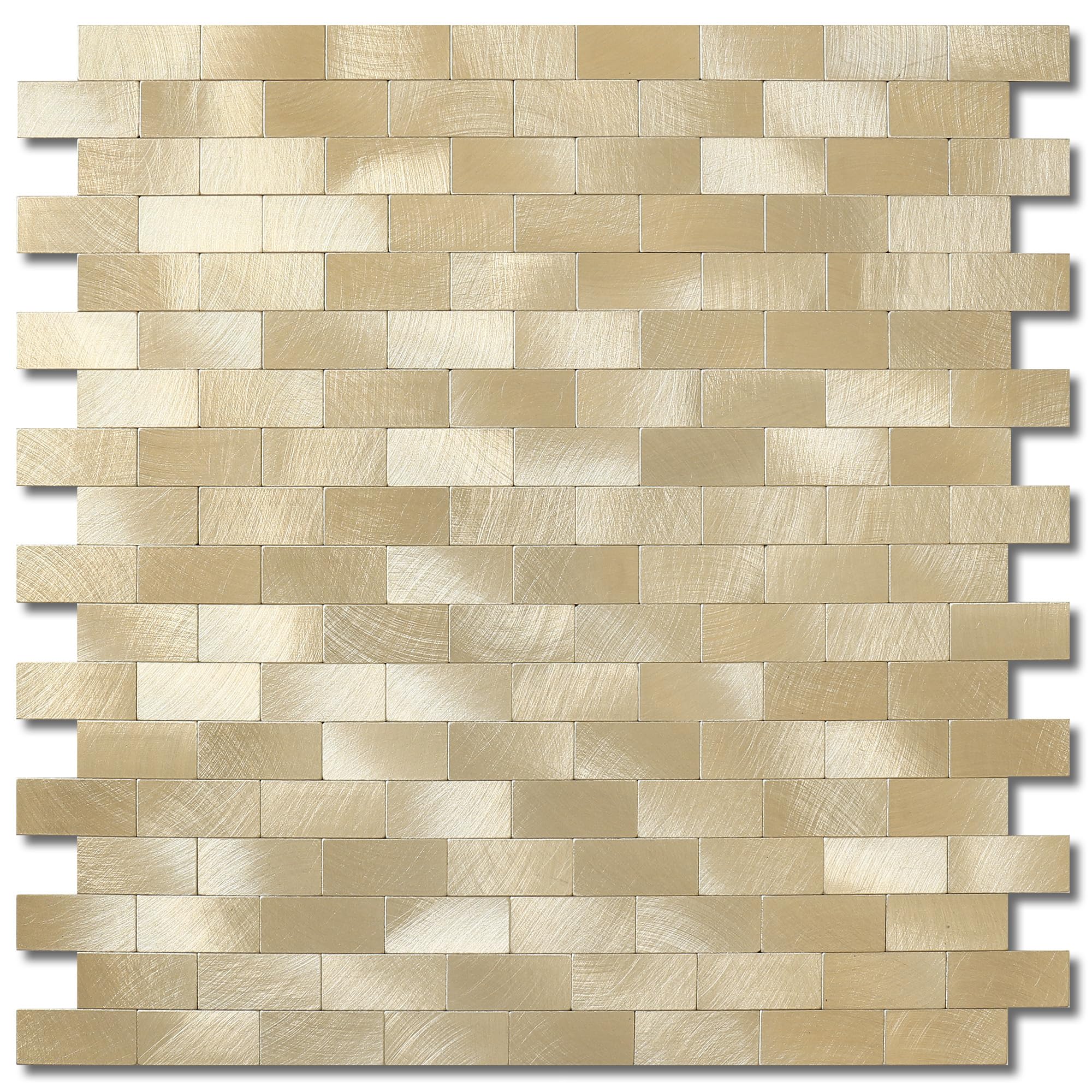 Photo 1 of BeNice Peel and Stick Backsplash for Kitchen, Metal Tile Backsplash Peel and Stick Mosaic Tile for Wall Fireplace(Gold New,10sheets)