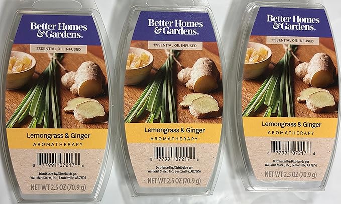 Amazon Com Better Homes And Gardens Lemongrass Ginger Essential Oil Infused Wax Cubes 3 Pack Home Improvement