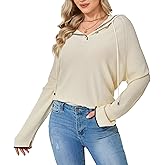 WOXAGKC Hoodie for Women Loose Fit Casual Long Sleeve Knit Pullover Sweatshirts Lightweight Oversized Hooded Tops