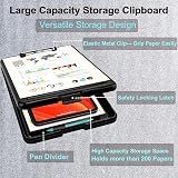 Pechor A4 Clipboard with Storage Plastic Clip Board Waterproof Black view 3