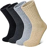 Eyean Men Merino Wool Socks Thermal Hiking Winter Ski Warm Thick Cozy Boot Socks 4 Pairs