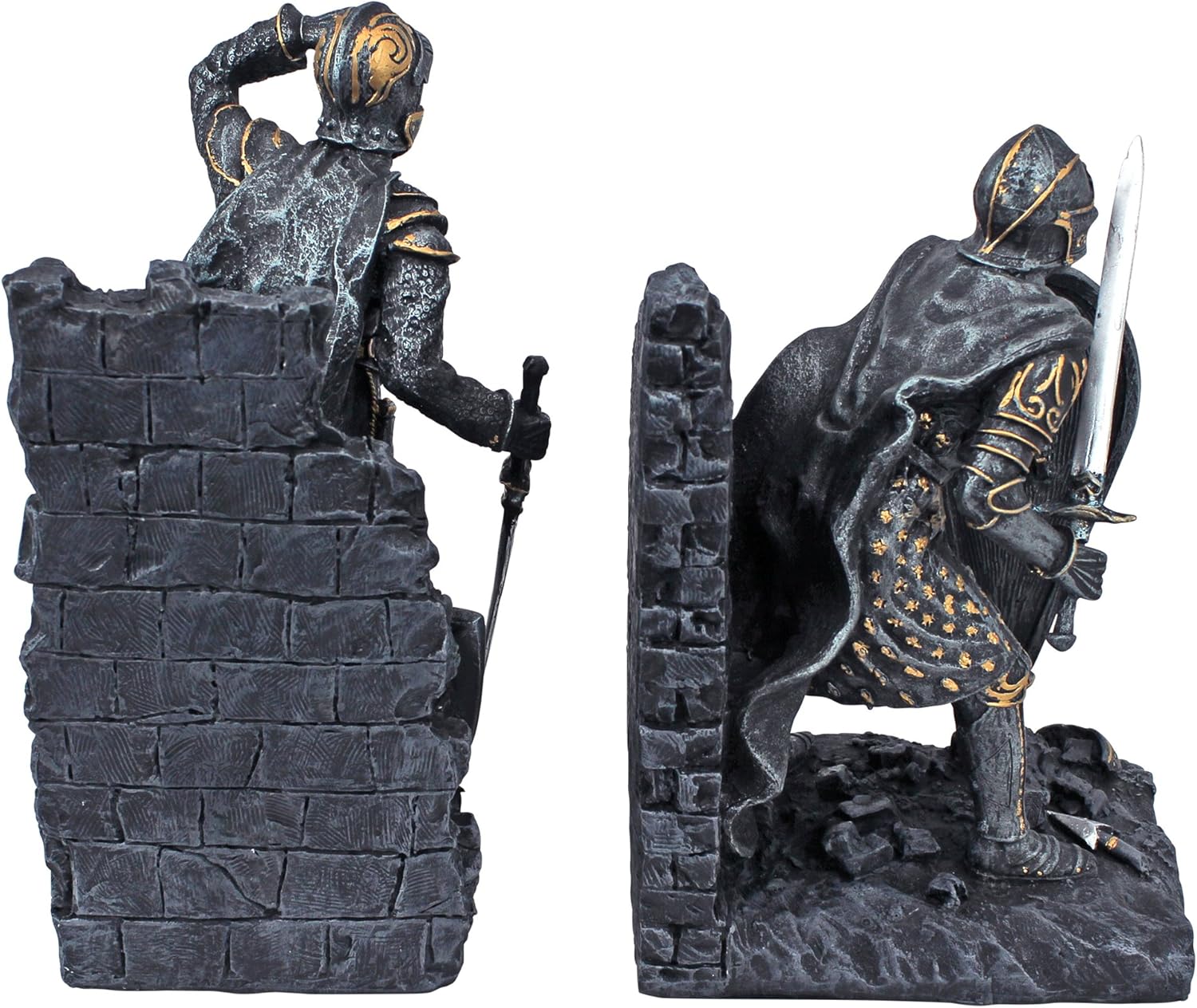 Design Toscano CL3434 Arthurian Knight Medieval Decor Bookend Statues, 20.25 cm, Set of Two, Polyresin, Grey Stone - Image 5