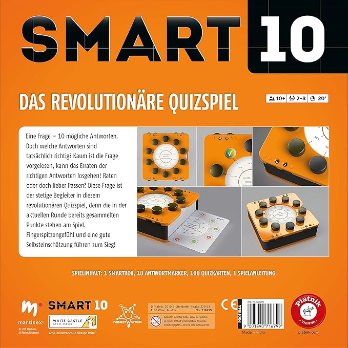 Piatnik Vienna Pia07167 Smart 10 Das Revolutionare Quizspiel Amazon De Spielzeug