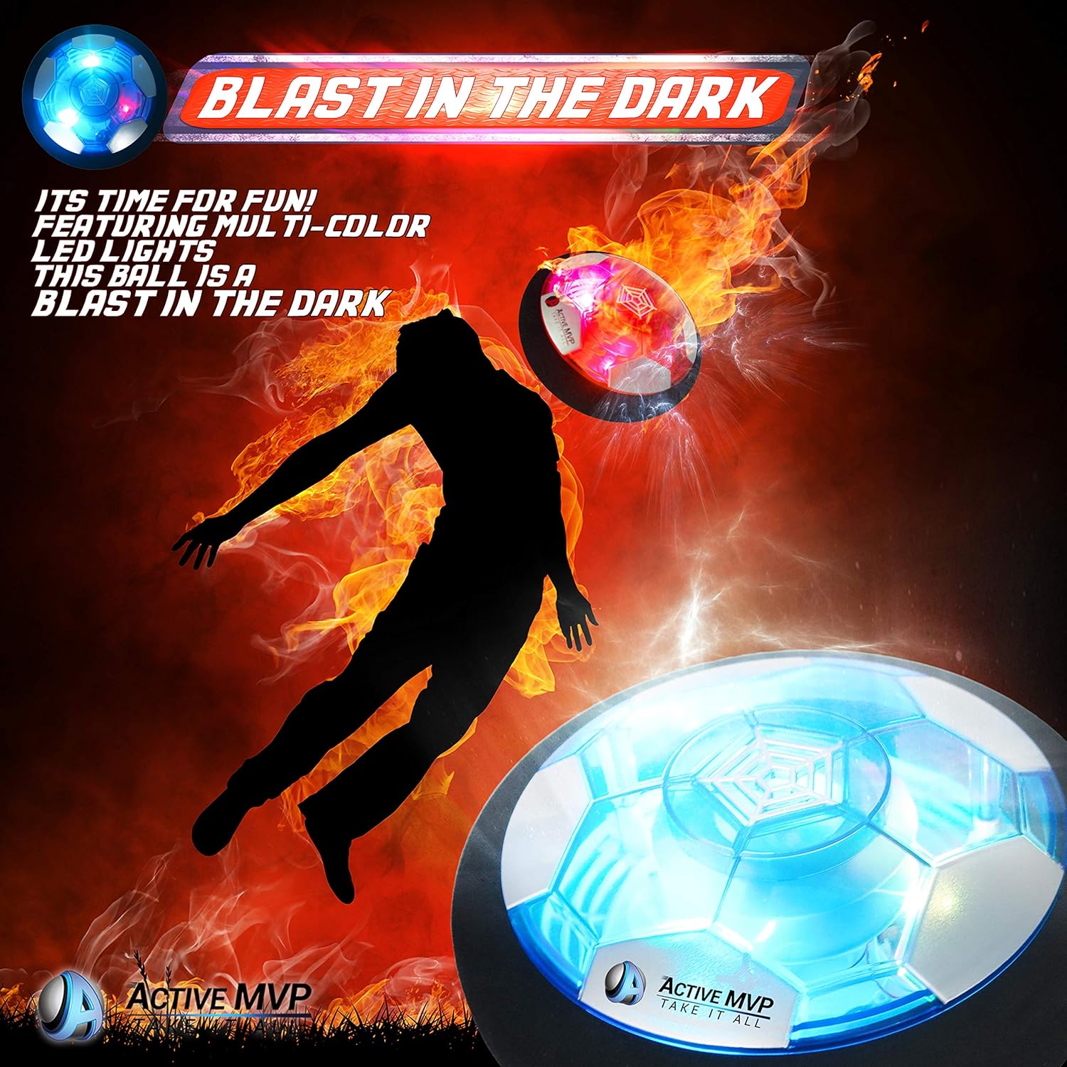 Hover Soccer Ball Boy Toys Rechargeable, Toddlers Kids Indoor Air Soccer Ball Floating LED Light Up, Power Kick Disc Fun with Foam Bumper (No AA Battery Needed) Gift For Boys Girls Age 2 3 4 5 6 7 8 9: Sports & Outdoors