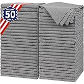 FIXSMITH Shop Towels, Pack of 50, Grey Microfiber Cleaning Cloth Bulk, Microfiber Towels for Cars, All-Purpose Absorbent Cleaning Rags, Dust Cloth for Automotive, Mechanic, Garage, 11.5 x 11.5 inch
