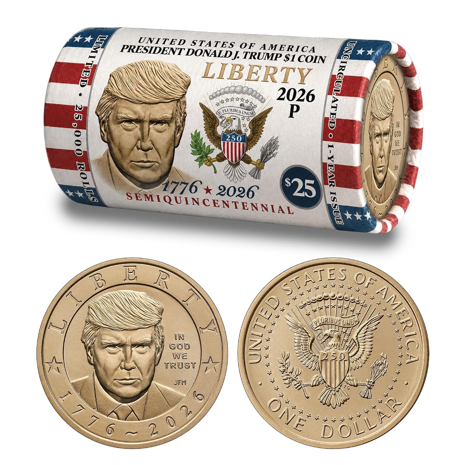 Trump $1 coin roll product photo 3