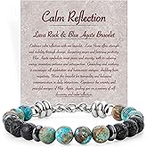 Farfume 8mm Mens Beaded Bracelets, Crystal Stone Bracelet for Men, Stretch Cuban Link Protection Bracelet Gifts for Boyfriend Father Husband Son