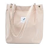 TOPASION Cute Corduroy Tote Bag Canvas Shoulder