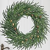 26 Inch Christmas Wreaths for Front Door Christmas Cypress Wreath,Real Touch Pine Wreath with White Berries Artificial Green with Pine Cones for Wall Window Porch