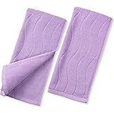 2-Piece Cotton Hand Towels Lavender, Ultra Soft and Highly Absorbent Towels for Bathroom, Small Size 13 x 29 Inches, Wavy Stripe Jacquard