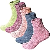 MARRDO Warm Winter Socks for Women, 5 Pairs Soft Wool Women Crew Sock for Hiking Walking, Thick Thermal Boot Socks