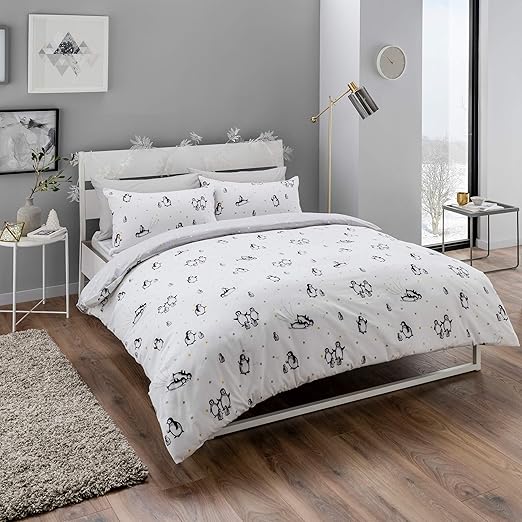 Sleepdown Cute Penguins Bedding SetSingle, Brushed Cotton Amazon.co.uk Kitchen & Home
