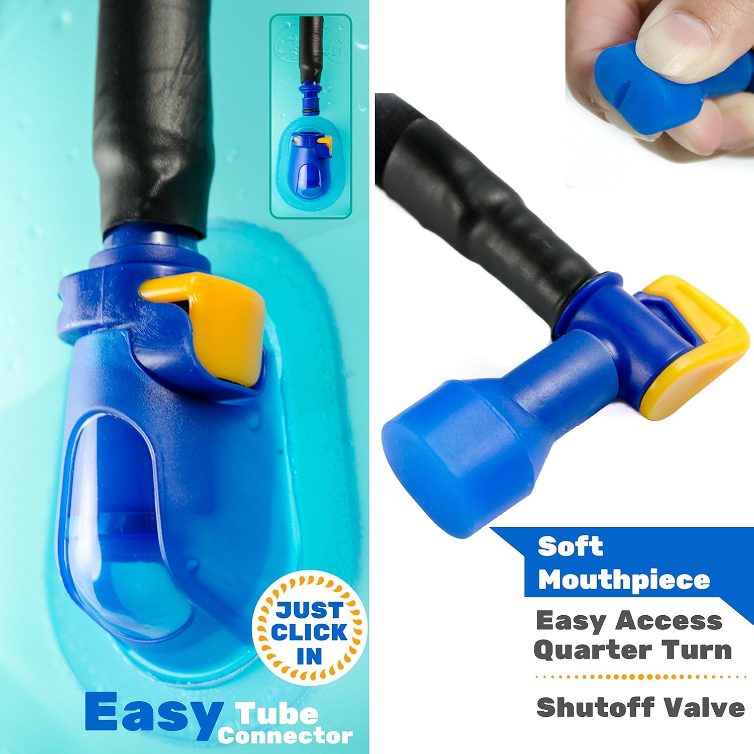 Aquatic Way Hydration Bladder Water Reservoir, Bicycling Hiking Camping Backpack. Small. BPA Free. Easy Clean Large Opening, Quick Release Insulated Tube & Shutoff Valve (Blue 1.5L 1.5 Liter 50 oz) : Sports & Outdoors