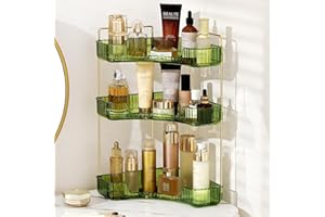 Weidace Corner Bathroom Counter Organizer Bathroom Countertop Shelf Makeup Organizer for Vanity Perfume Tray for Corner Storage (3 Tiers, Green)