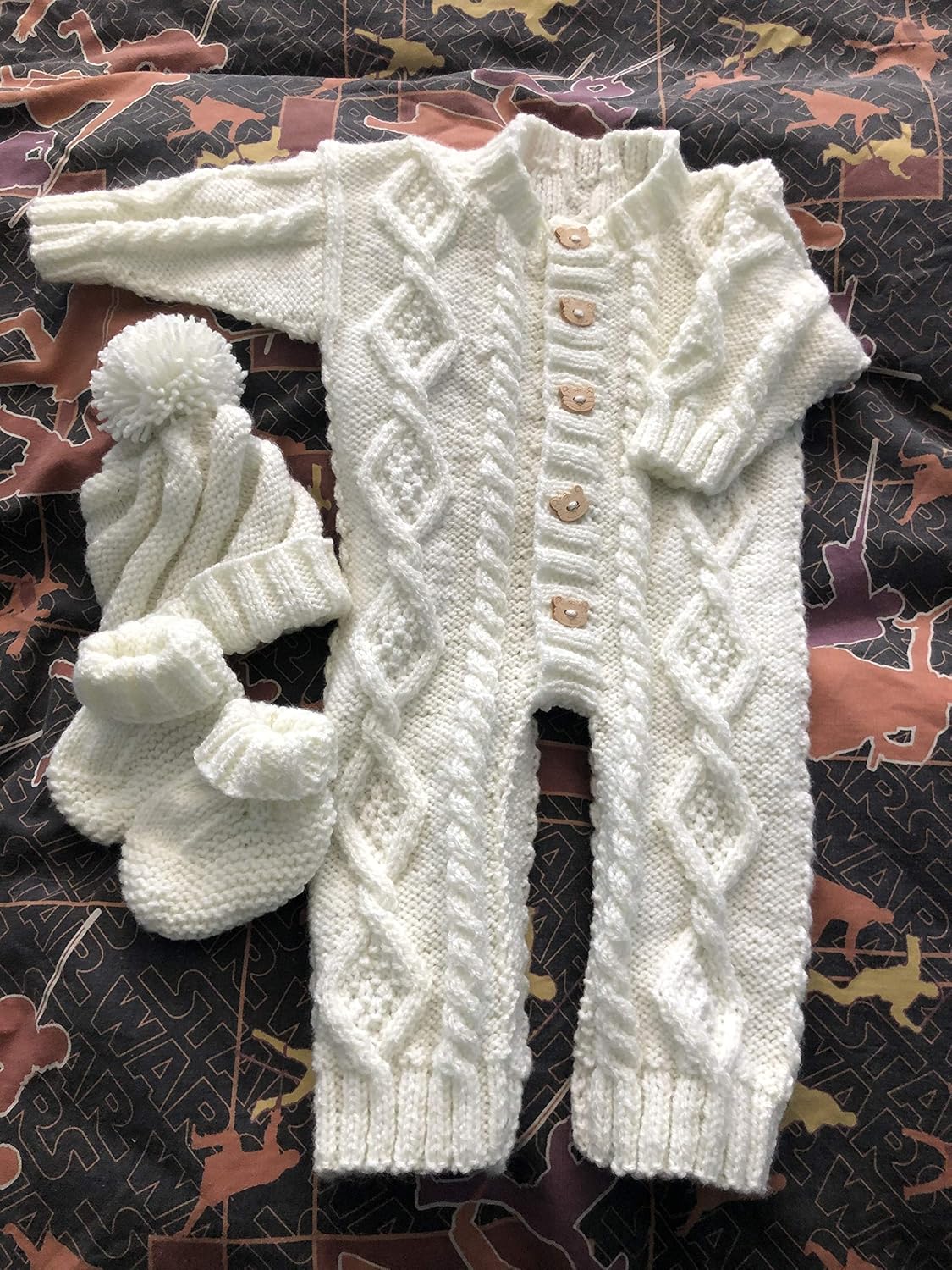 hand knitted baby romper