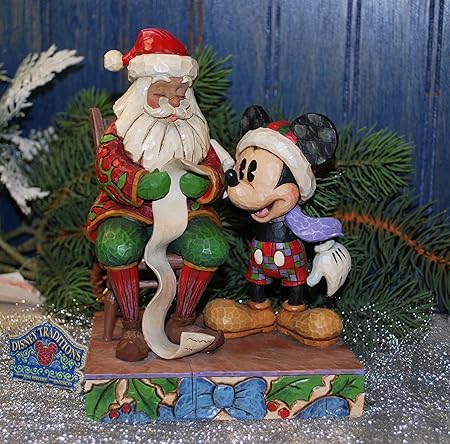 Babbo Natale Disney.Jim Shore Disney Traditions Checking It Twice Topolino Con Babbo Natale Amazon It Casa E Cucina