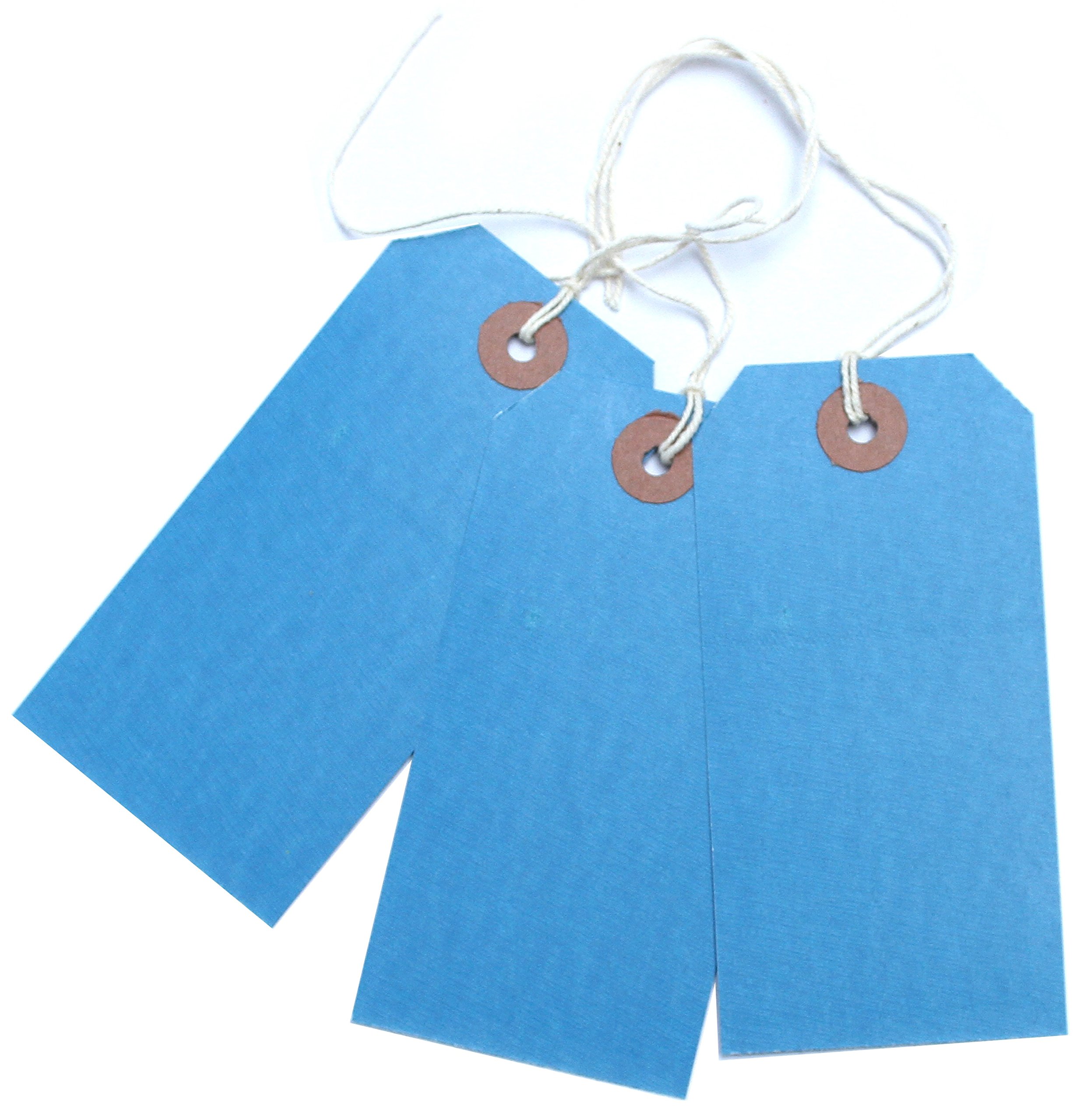 100 Blue Luggage Labels Gift Strung Tags Cotton String Reinforced