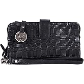 VILENCA HOLLAND Genuine Leather Wallets for Women, Small Wallet for Women Zipper Coin Purse Credit Card Holder with Strap (VL-158-BLACK)